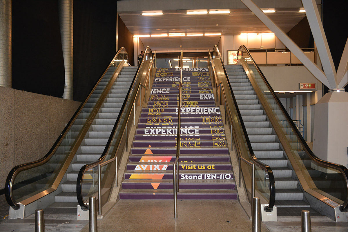 Transforms stairs into directional signage while promoting your brand creatively.